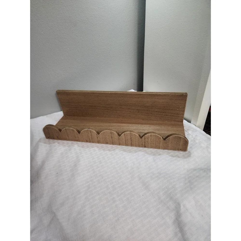 Rustic Brown Wood Scalloped Floating Wall Shelf Ledge 16 Inch Display Rack